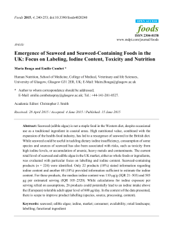 Emergence of Seaweed and Seaweed-Containing Foods