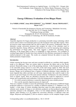 Energy Efficiency Evaluation of two Biogas Plants