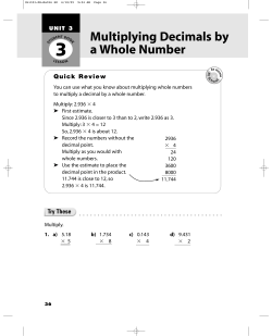 Multiplying Decimals by a Whole Number