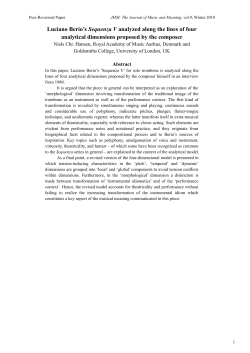 Luciano Berio`s Sequenza V analyzed along the lines of four