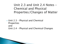 Physical vs. Chemical Changes