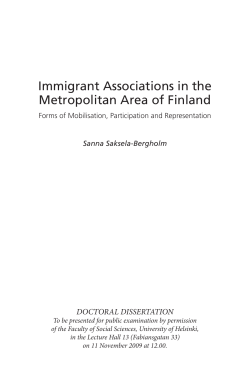 Immigrant Associations in the Metropolitan Area of Finland : Forms
