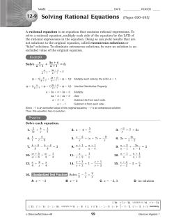 Solving Rational Equations (Pages 690&ndash;695)
