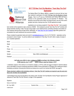 2017 TCS New York City Marathon / Team Stop The Clot&reg; Application