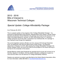 2015 - 2016 Bills of Interest to Wisconsin Technical Colleges