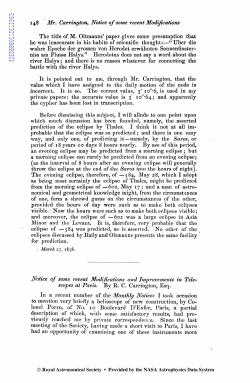 Mr. Carrington, Notice of some recent Modifications The title of M