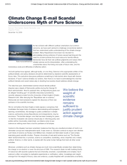 Climate Change E-mail Scandal Underscores Myth of Pure Science