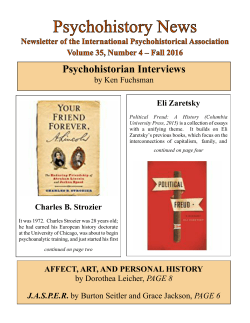 Fall 2016 - International Psychohistorical Association