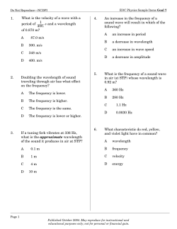 1. What is the velocity of a wave with a 1 period of and a wavelength