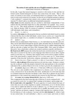 The notion of roles and the role use of English nominal as
