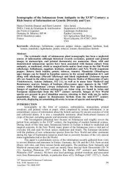 Iconography of the Solanaceae from Antiquity to the XVIIth Century