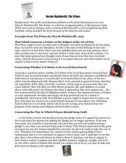 Niccolo Machiavelli: The Prince