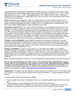 Mobile Remote Deposit Services Agreement