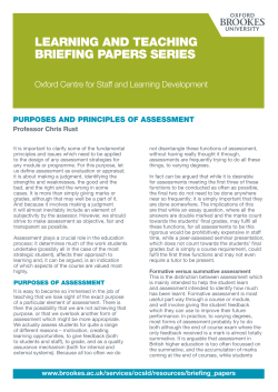 Purposes and principles of assessment