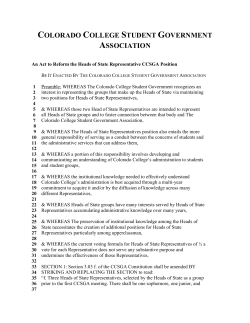 COLORADO COLLEGE STUDENT GOVERNMENT ASSOCIATION