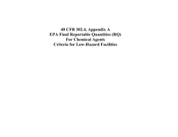 40 CFR 302.4, Appendix A EPA Final Reportable Quantities (RQ