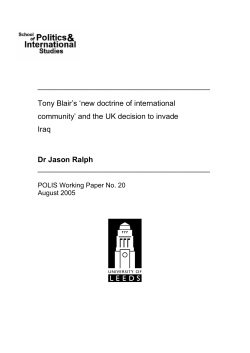 Tony Blair`s `new doctrine of international community` and the UK