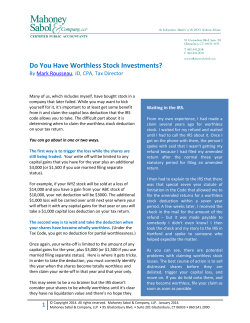 Do You Have Worthless Stock Investments?