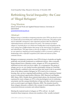 Rethinking Social Inequality: the Case of `Illegal Refugees`