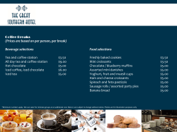 Coffee Breaks (Prices are based on per person, per break