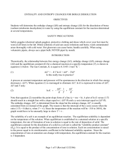 enthalpy and entropy changes for borax