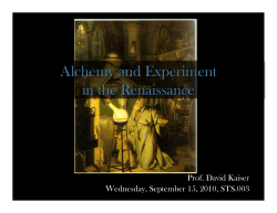 Alchemy and Experiment in the Renaissance