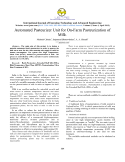 Automated Pasteurizer Unit for On-Farm Pasteurization of