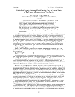 Metabolic Characteristics and Total Surface Area of Living Matter of