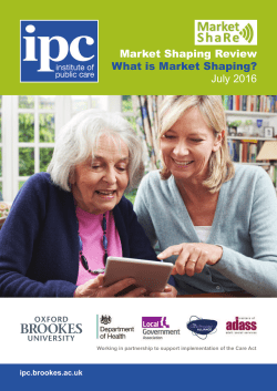 What is Market Shaping? - Institute of Public Care