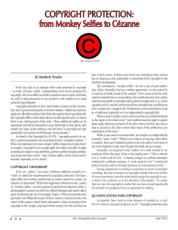 COPYRIGHT PROTECTION: from Monkey Selfies to C&eacute;zanne