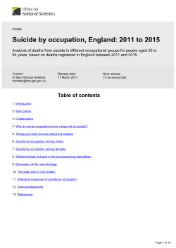Suicide by occupation, England - Office for National Statistics