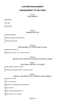customs management arrangement of sections
