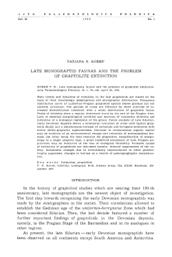 LATE MONOGRAPTID FAUNAS AND THE PROBLEM OF