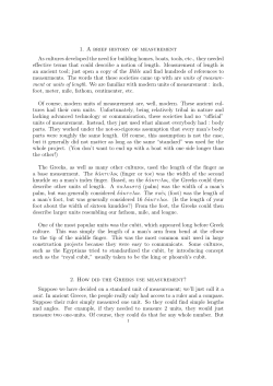 1. A brief history of measurement As cultures developed the need for