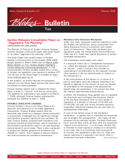 Blakes Bulletin on Tax