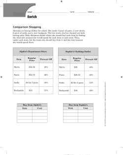 Enrichment: Comparison Shopping