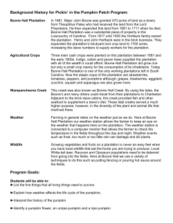 For Pickin` in the Pumpkin Patch Program