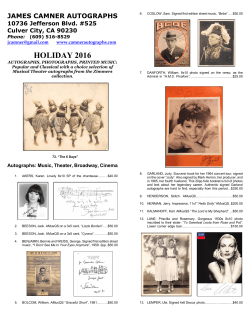 Holiday 2016 - James Camner Autographs