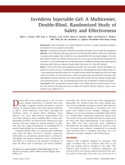 Juv&eacute;derm Injectable Gel: A Multicenter, Double