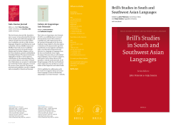 Brill`s Studies in South and Southwest Asian Languages