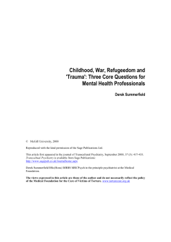 Childhood, War, Refugeedom and `Trauma`