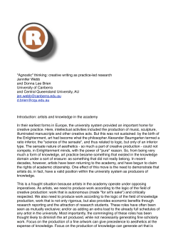 "Agnostic" thinking: creative writing as practice