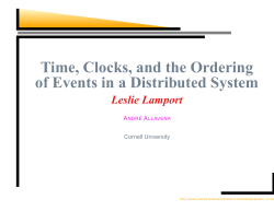 Time, Clocks, and the Ordering of Events in a