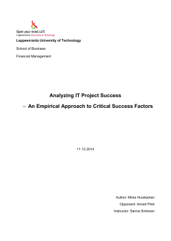 Analyzing IT Project Success &ndash; An Empirical Approach to