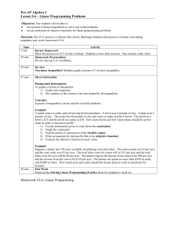 Pre-AP Algebra 2 Lesson 2-6 &ndash; Linear Programming