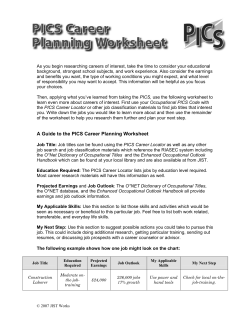 PICS Career Planning Worksheet