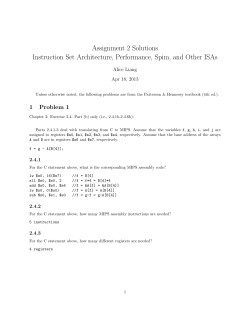 Assignment 2 Solutions Instruction Set Architecture