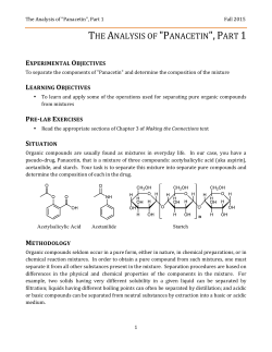 the analysis of "panacetin", part 1
