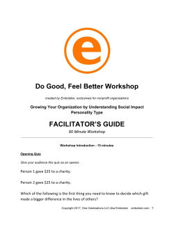 Do Good, Feel Better Workshop FACILITATOR`S GUIDE