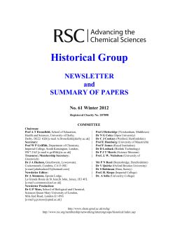 Historical Group Newsletter Winter 2012